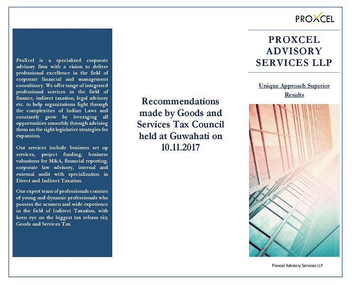 Recommendations made by GST Council on 10th November 2017 Recommendations made by GST Council on 10th November 2017